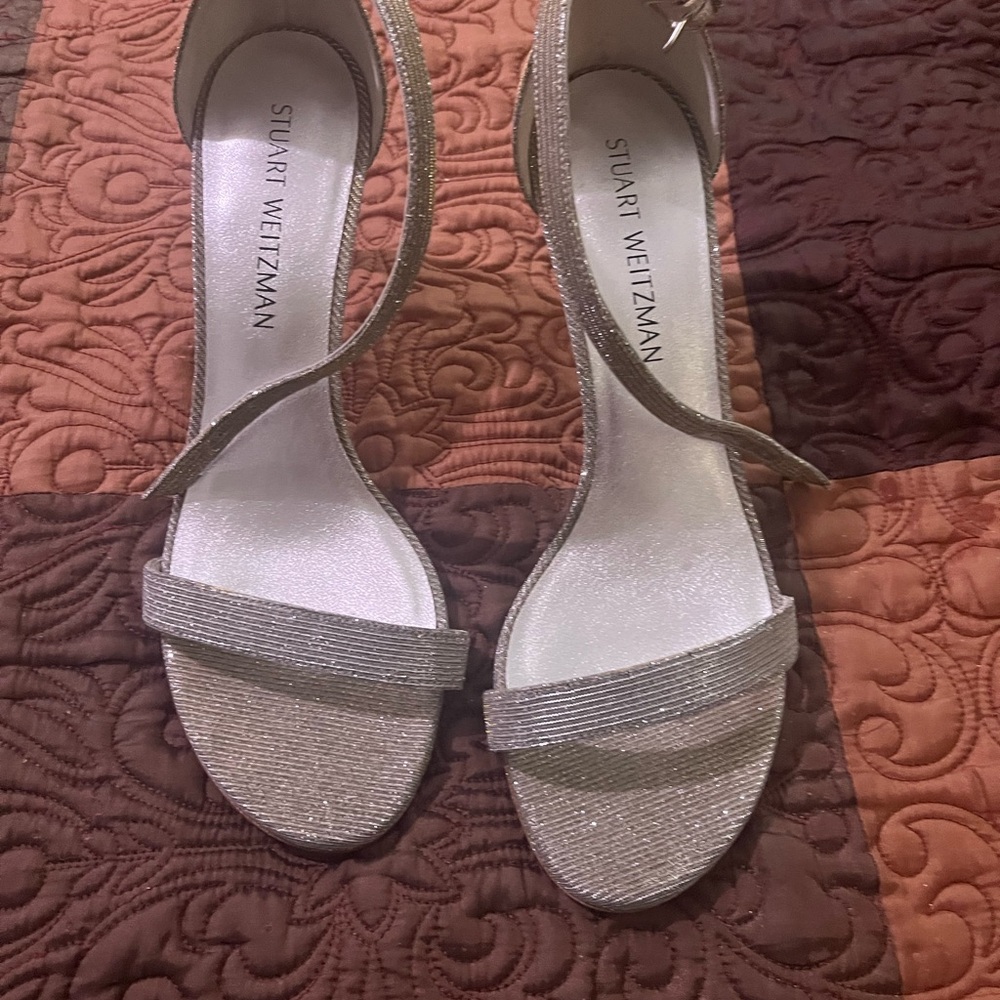 Stuart Weitzman Glittering Silver Heels